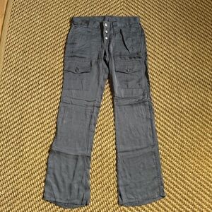Joie Vtg Silk Blue Low Rise Cargo Pants Size 28 Y2K Lightweight Natural Neutral